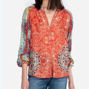Johnny Was Ellen Button Up Blouse 100% Silk M